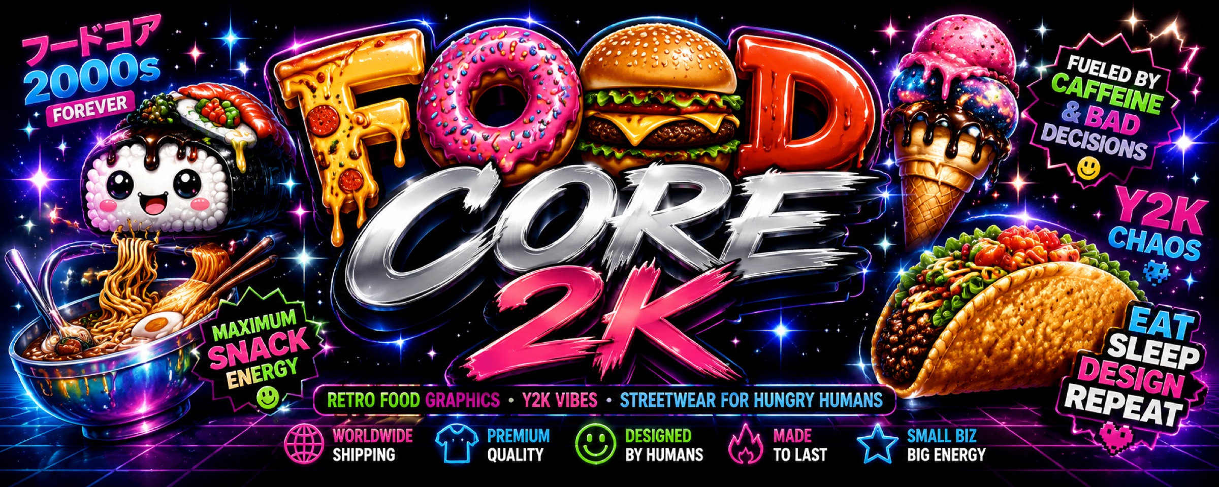 Foodcore2K — Y2K food aesthetic banner